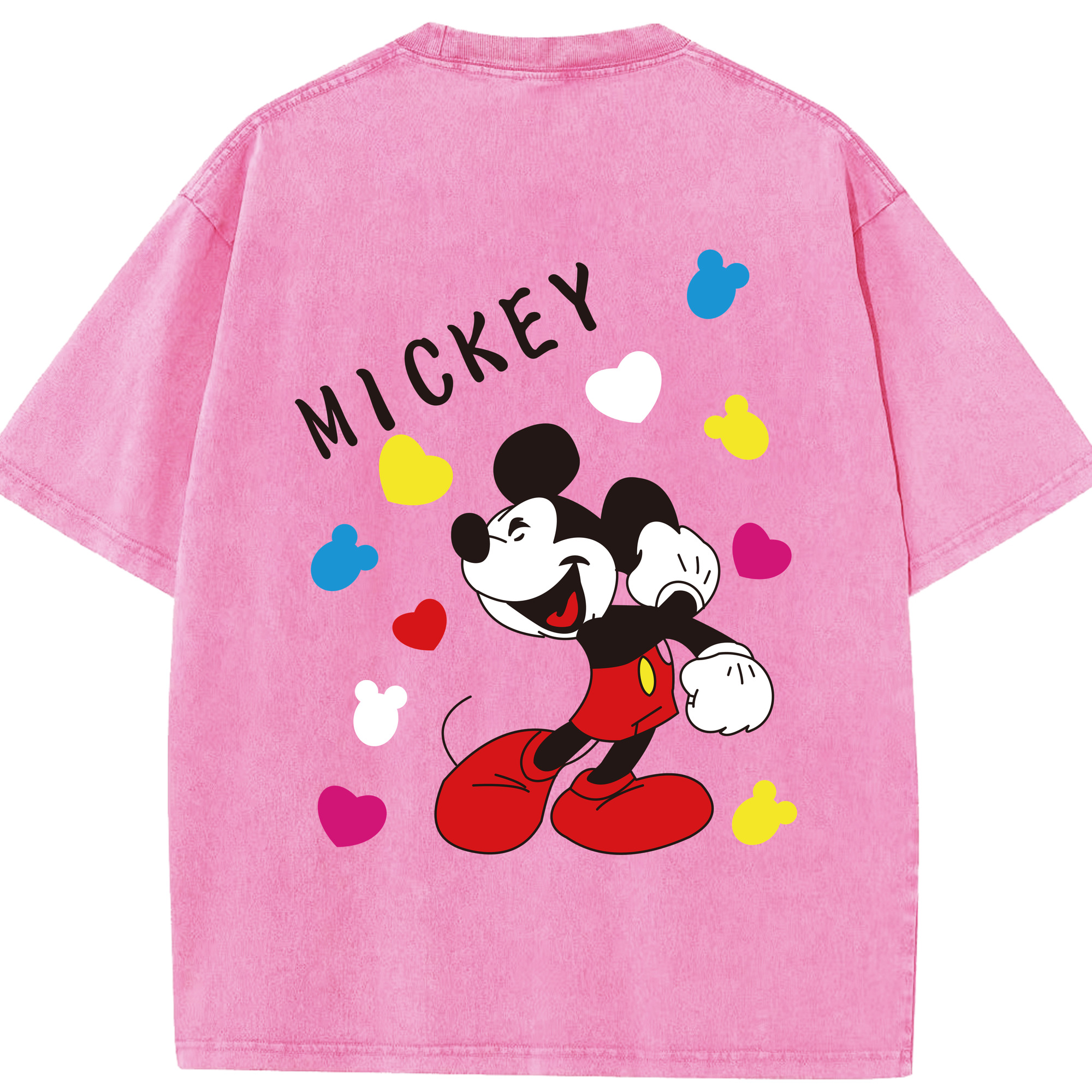 （画像用） ミッキーマウス Mickey Mouse 綿100% ヴィンテージ風 半袖Tシャツ（背面プリント）